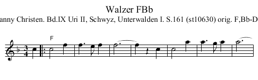 Walzer FBb - staff notation