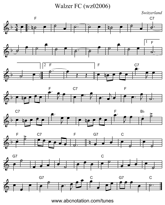 Walzer FC (wz02006) - staff notation