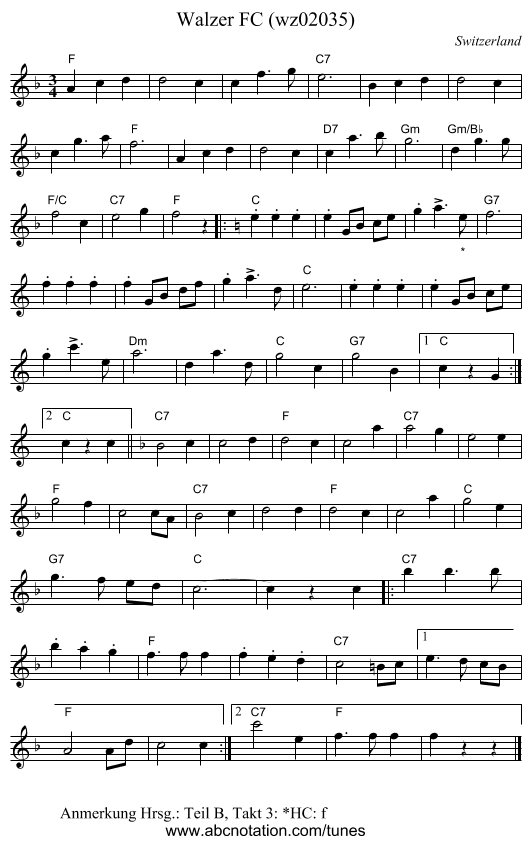 Walzer FC (wz02035) - staff notation