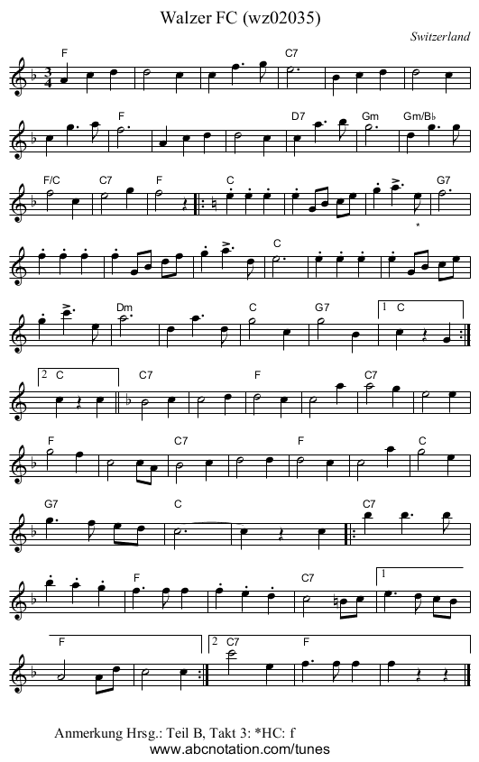 Walzer FC (wz02035) - staff notation