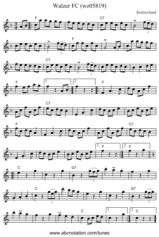 Walzer FC (wz05819) - staff notation