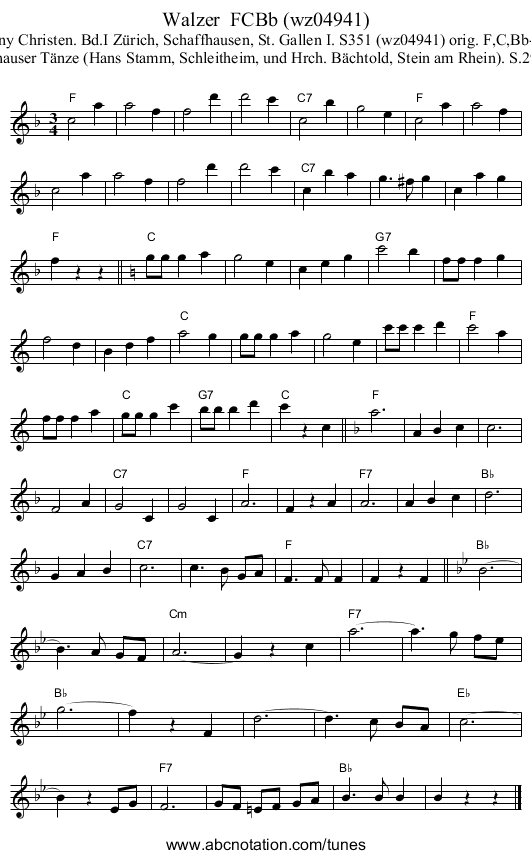 Walzer  FCBb (wz04941) - staff notation