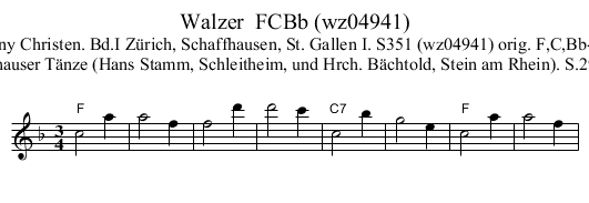 Walzer  FCBb (wz04941) - staff notation