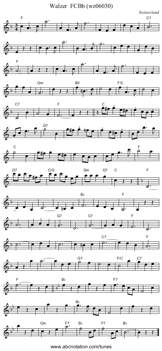 Walzer  FCBb (wz06030) - staff notation