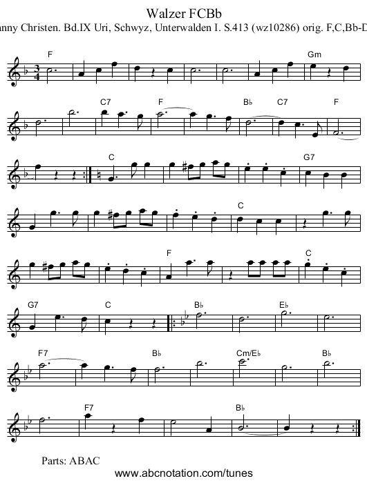 Walzer FCBb - staff notation