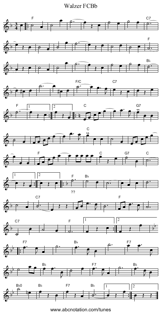 Walzer FCBb - staff notation