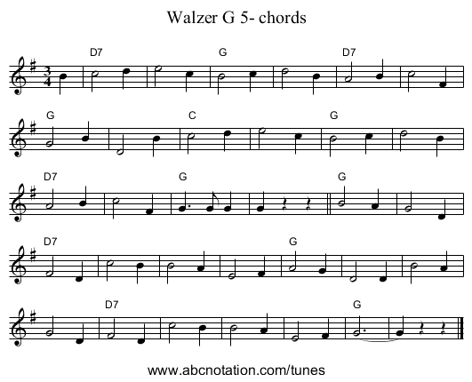 Walzer G 5- chords - staff notation