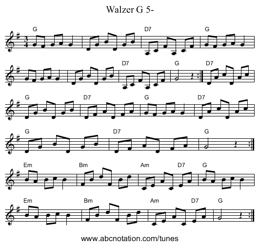 Walzer G 5- - staff notation