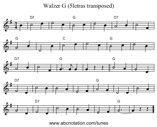 Walzer G (5letras transposed) - staff notation