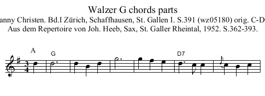 Walzer G chords parts - staff notation