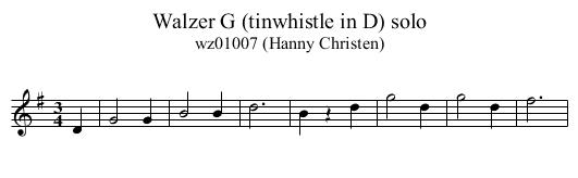 Walzer G (tinwhistle in D) solo - staff notation