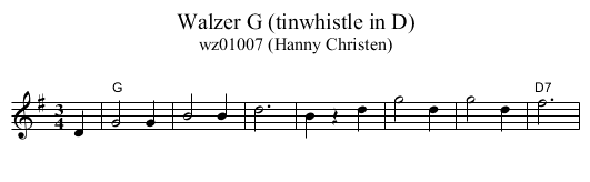 Walzer G (tinwhistle in D) - staff notation