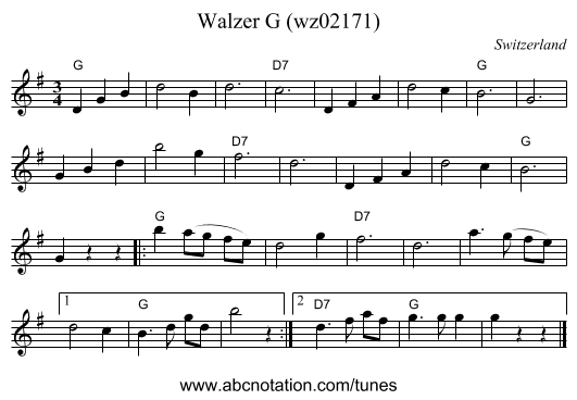Walzer G (wz02171) - staff notation