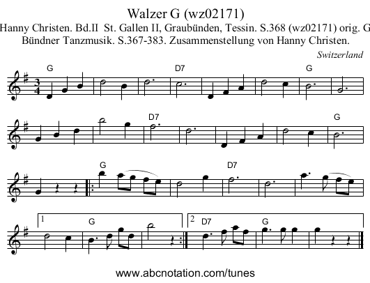 Walzer G (wz02171) - staff notation