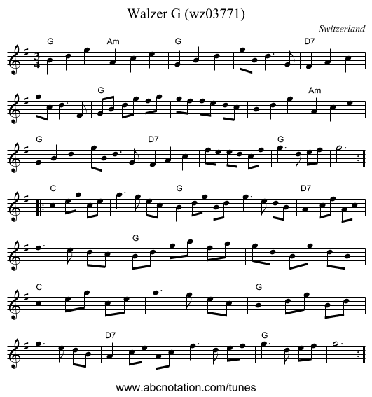 Walzer G (wz03771) - staff notation