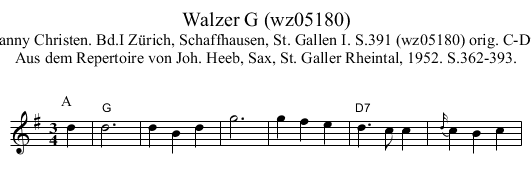 Walzer G (wz05180) - staff notation