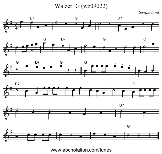 Walzer  G (wz09022) - staff notation