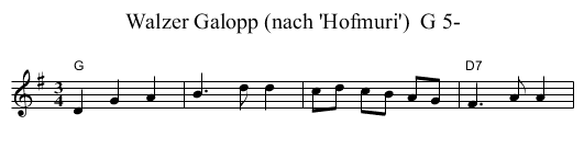 Walzer Galopp (nach 'Hofmuri')  G 5- - staff notation