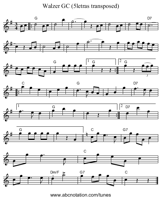 Walzer GC (5letras transposed) - staff notation