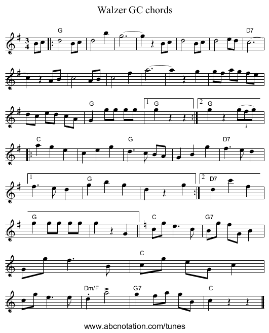 Walzer GC chords - staff notation