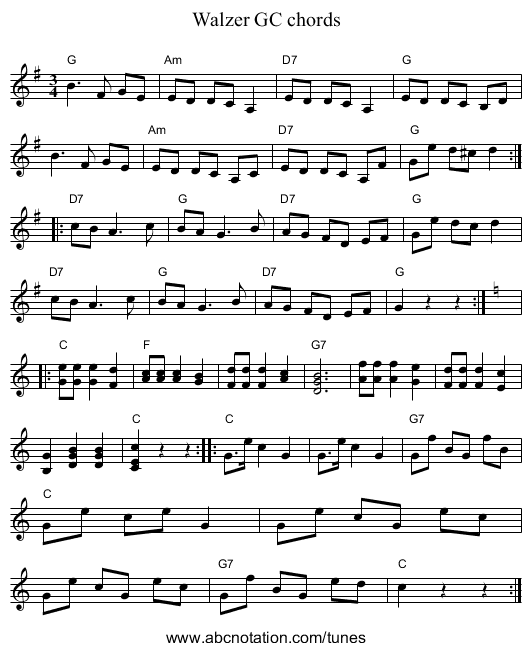 Walzer GC chords - staff notation