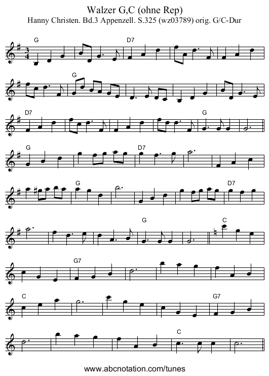 Walzer G,C (ohne Rep) - staff notation