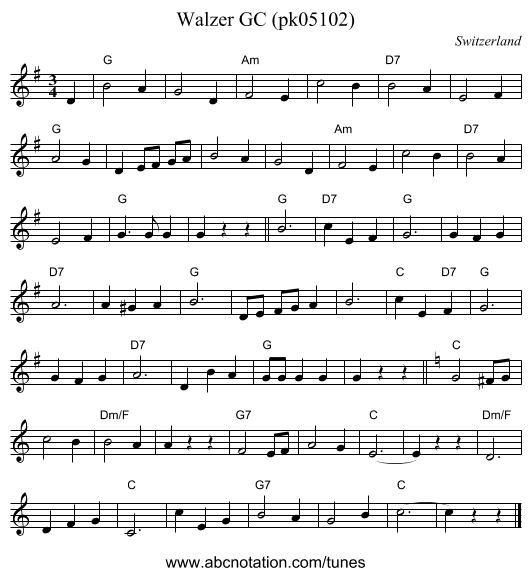 Walzer GC (pk05102) - staff notation