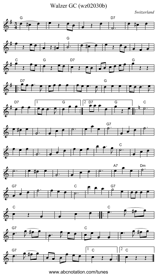 Walzer GC (wz02030b) - staff notation