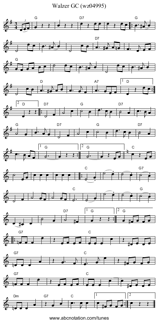 Walzer GC (wz04995) - staff notation