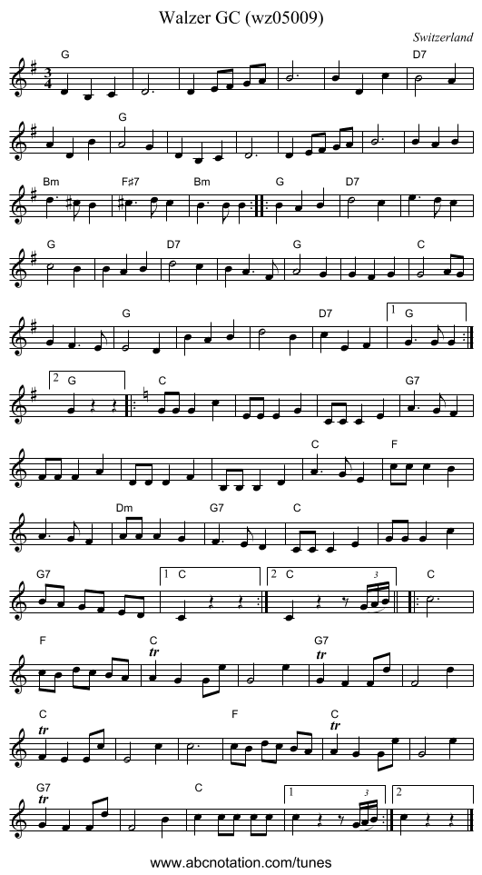 Walzer GC (wz05009) - staff notation