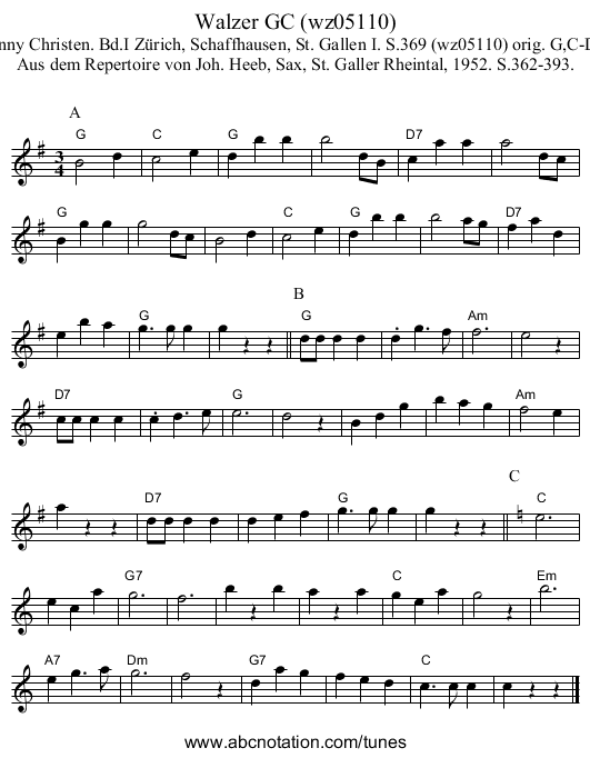 Walzer GC (wz05110) - staff notation
