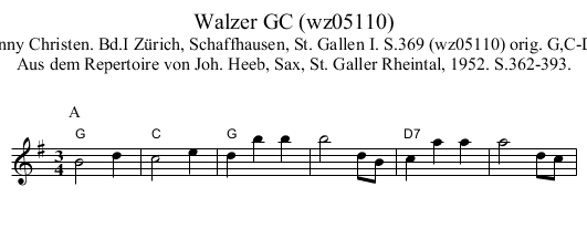 Walzer GC (wz05110) - staff notation