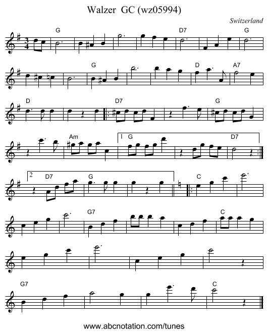 Walzer  GC (wz05994) - staff notation
