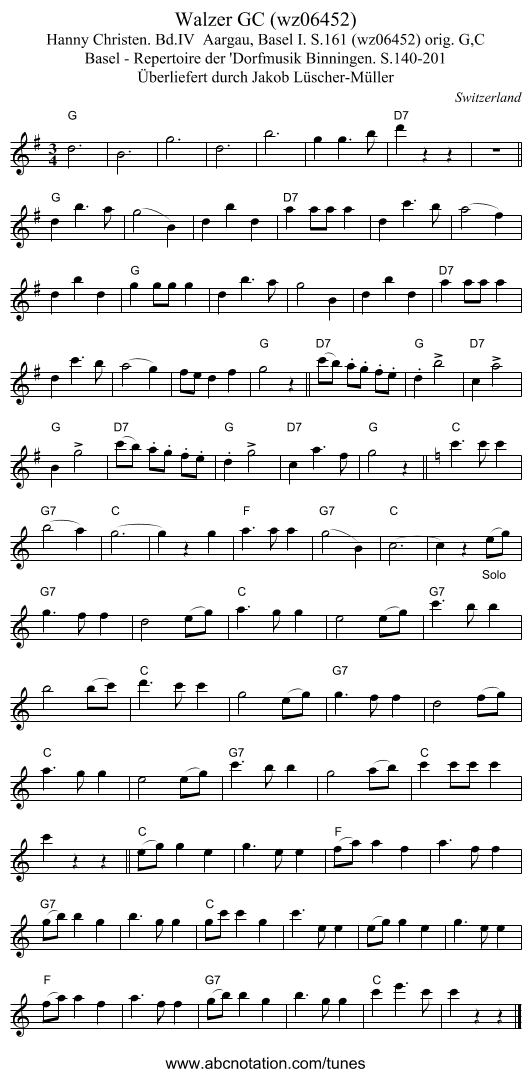 Walzer GC (wz06452) - staff notation