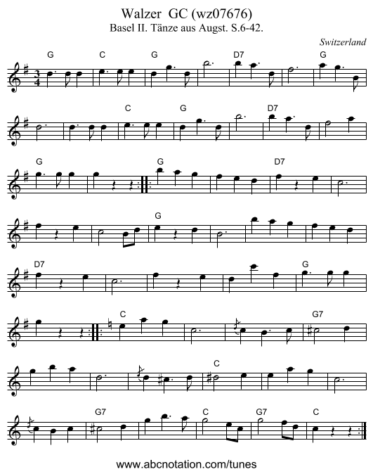 Walzer  GC (wz07676) - staff notation