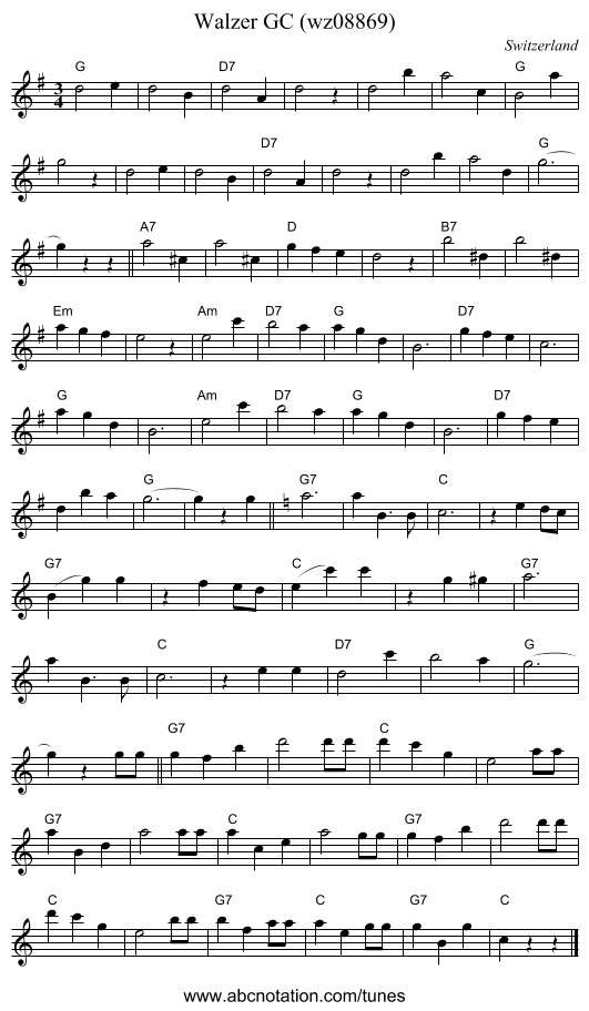 Walzer GC (wz08869) - staff notation