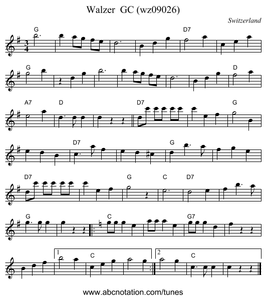 Walzer  GC (wz09026) - staff notation