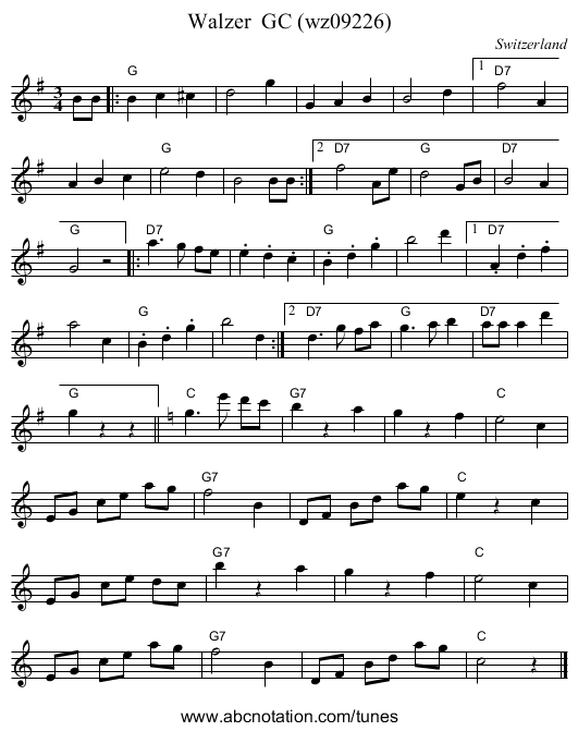 Walzer GC (wz09226) - staff notation