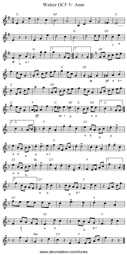 Walzer GCF 5-  Anm - staff notation