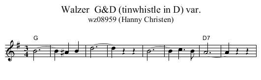 Walzer  G&D (tinwhistle in D) var. - staff notation