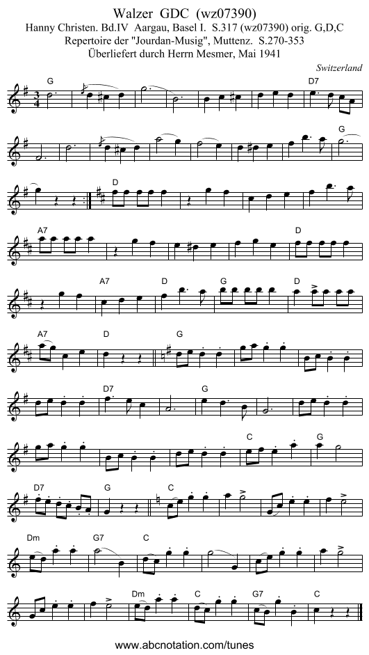Walzer  GDC  (wz07390) - staff notation