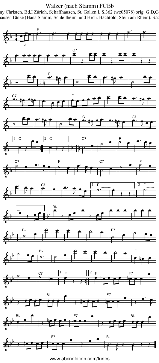 Walzer (nach Stamm) FCBb - staff notation