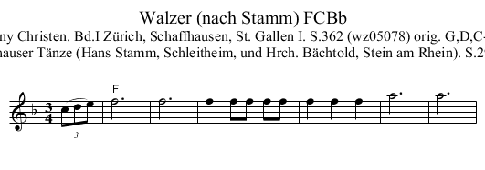 Walzer (nach Stamm) FCBb - staff notation