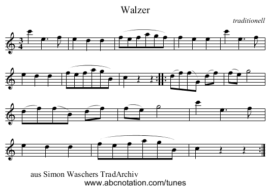 Walzer - staff notation