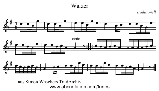 Walzer - staff notation