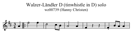 Walzer-L&auml;ndler D (tinwhistle in D) solo - staff notation