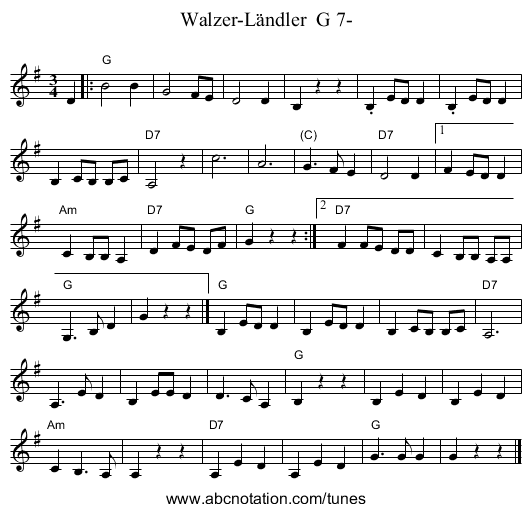 Walzer-L&auml;ndler  G 7- - staff notation