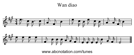 Wan diao - staff notation