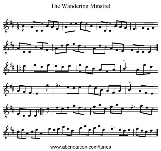 Wandering Minstrel, The - staff notation