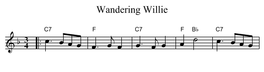 Wandering Willie - staff notation